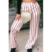 Lovely Casual Striped Red Pants