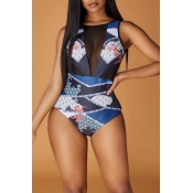 Lovely Patchwork Multicolor Bathing Suit One-piece