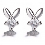 Lovely Trendy Rhinestone Decorative Silver Earring