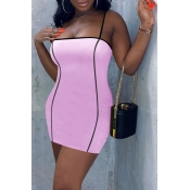 Lovely Sexy Patchwork Violet Mini Dress