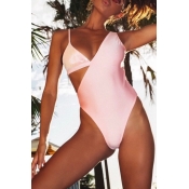 Lovely Hollow-out Light Pink Bathing Suit One-piec