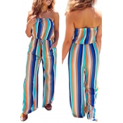 Lovely Trendy Striped Blue One-piece Jumpsuit