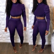 Lovely Casual Basic Skinny Purple Two-piece Pants 