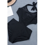 Lovely Hollow-out Black Bathing Suit One-piece Swi