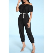 Lovely Casual Basic Black One-piece Jumpsuit