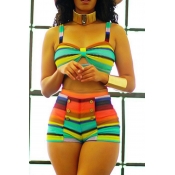 LW Striped Patchwork Bikini Set