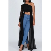 Lovely Stylish One Shoulder Black Blouse