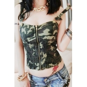 Lovely Casual Camo Print Green Camisole
