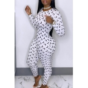 Lovely Leisure Print White One-piece Jumpsuit