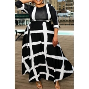 Lovely Leisure Print Black Ankle Length Plus Size 