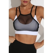 Lovely Polyester Sportswear Solid See-through Skin