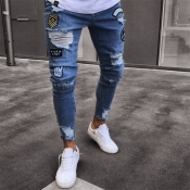 Lovely Trendy Broken Holes Blue Jeans
