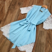 Lovely Sexy Patchwork Blue Babydolls