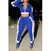 Lovely Casual Flounce Design Blue Two-piece Pants 