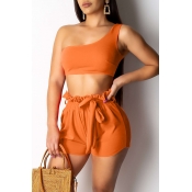 Lovely Leisure One Shoulder Croci Two-piece Shorts