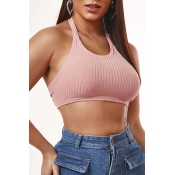 Lovely Casual Lace-up Pink Camisole