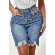 Lovely Stylish Broken Holes Blue Shorts