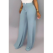 Lovely Casual Basic Baby Blue Pants