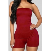 LW SXY Casual Basic Red One-piece Romper