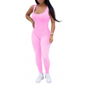 Lovely Sportswear Basic Pink One-piece Jumpsuit