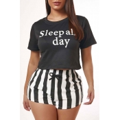 Lovely Leisure Print Black Sleepwear