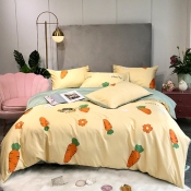 Lovely Cosy Carrot Print Yellow Bedding Set