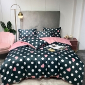 Lovely Cosy Dot Print Black Bedding Set