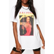 Lovely Casual Print White T-shirt