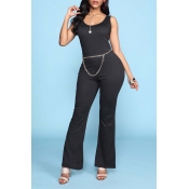 Lovely Leisure Basic Black One-piece Jumpsuit