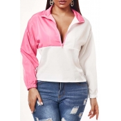 Lovely Sportswear Patchwork Pink Blouse