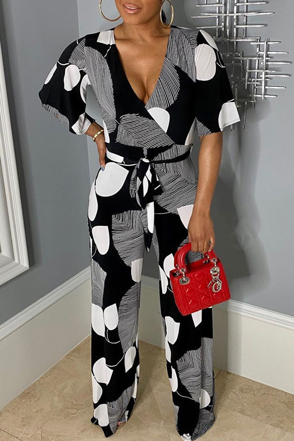 

Lovely Trendy Print Black One-piece Jumpsuit