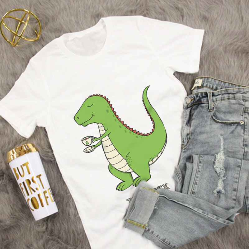 

Lovely Casual O Neck Cartoon Print White Plus Size T-shirt