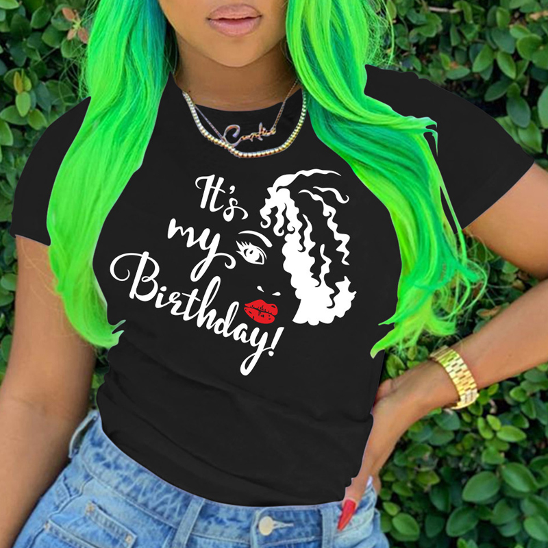 

Lovely Casual O Neck Print Black Plus Size T-shirt