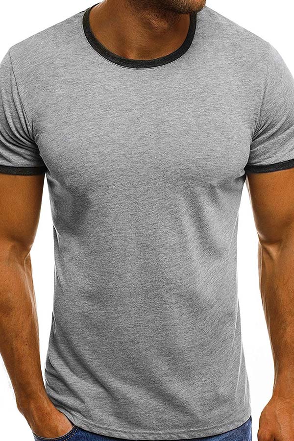 

Lovely Casual O Neck Patchwork Light Grey T-shirt