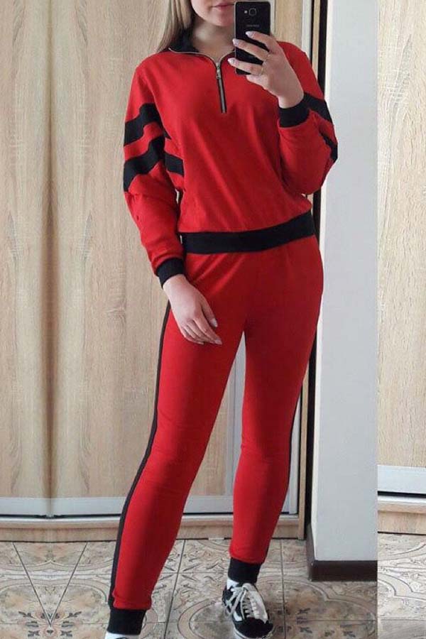 

Lovely Trendy Patchwork Red Loungewear
