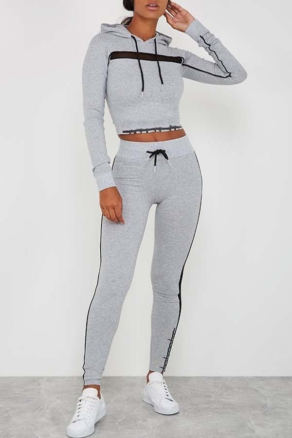 

Lovely Trendy Patchwork Grey Loungewear