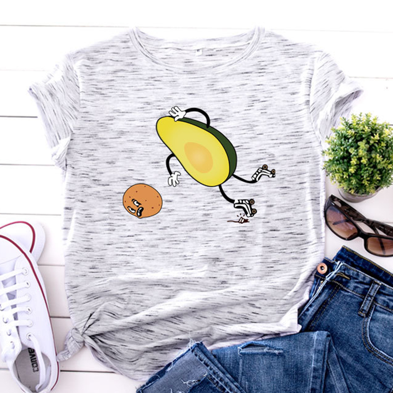 

Lovely Casual O Neck Cartoon Print Grey Plus Size T-shirt