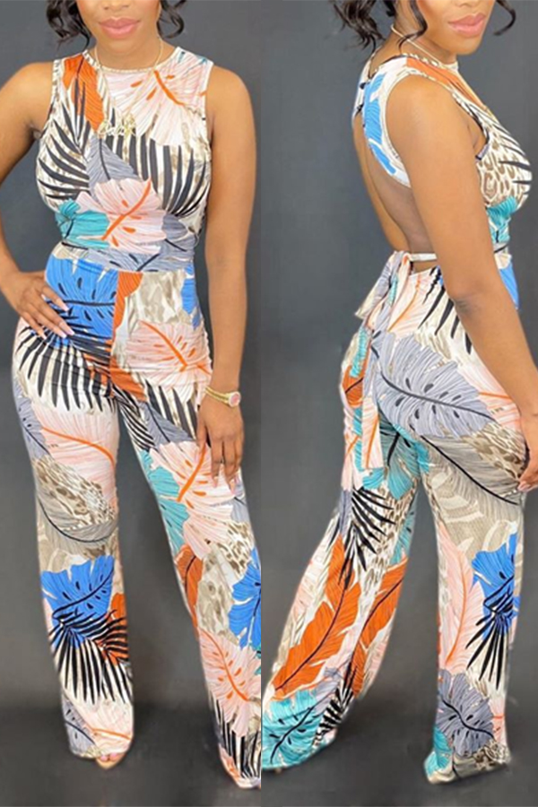 

Lovely Bohemian Print Multicolor One-piece Jumpsuit, Multi