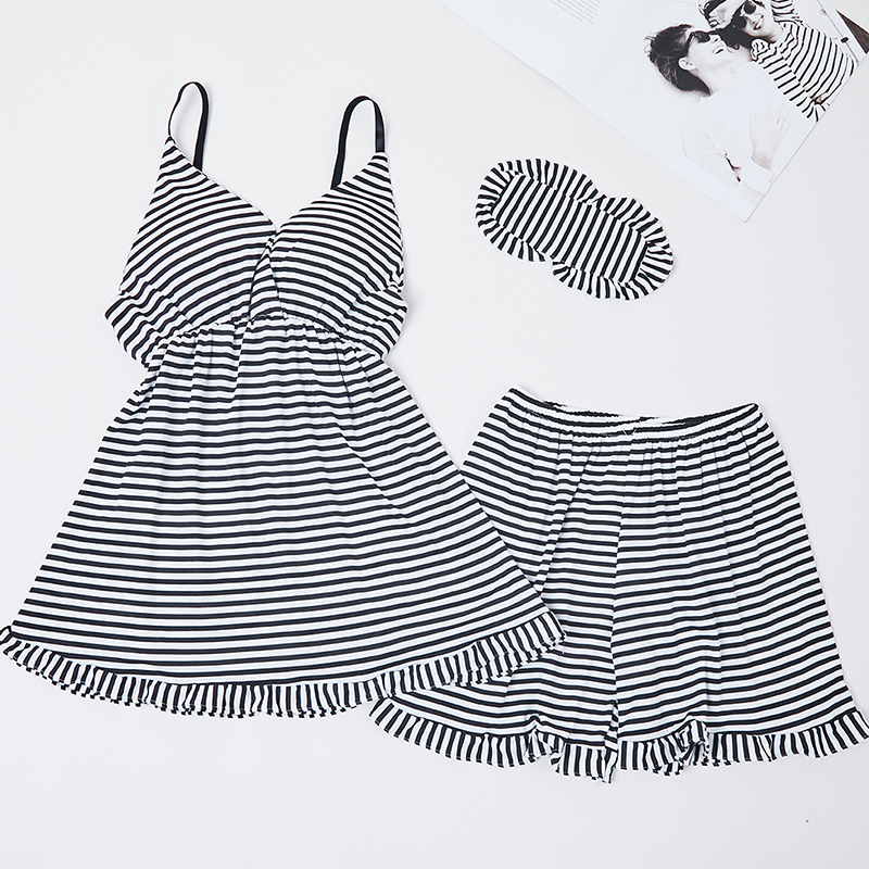 

Lovely Sweet Striped Black Sleepwear, Black stripe