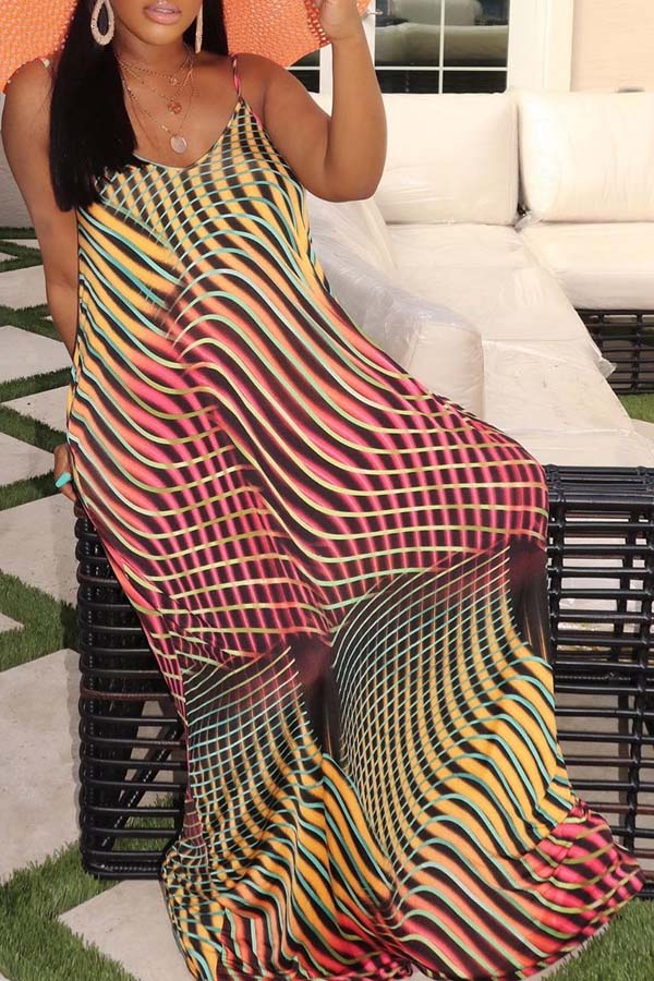 

Lovely Casual Print Multicolor Maxi Dress, Multi