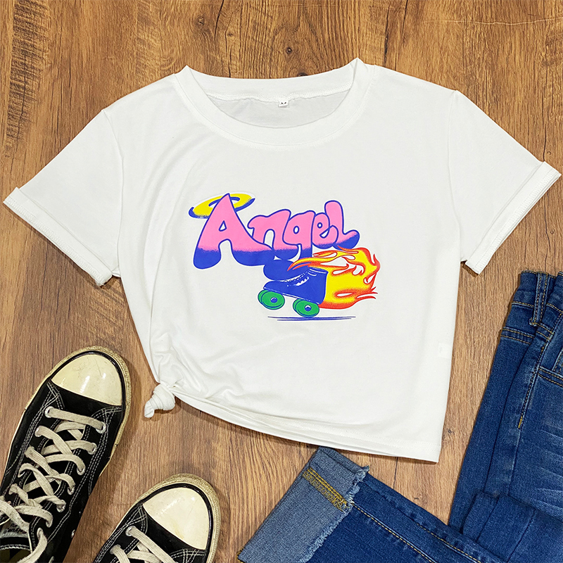 

Lovely Casual O Neck Letter Print White T-shirt