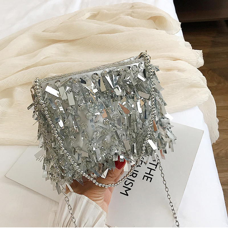 

Lovely Retro Chain Strap Silver Crossbody Bag