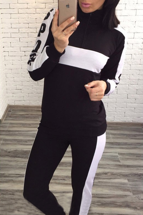 

Lovely Trendy Patchwork Black Loungewear