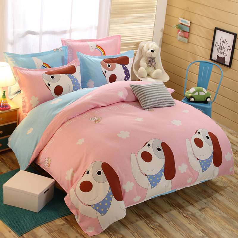 

Lovely Cosy Cartoon Print Pink Bedding Set
