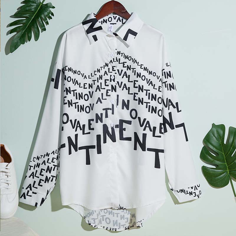 

Lovely Trendy Letter Print White Shirt
