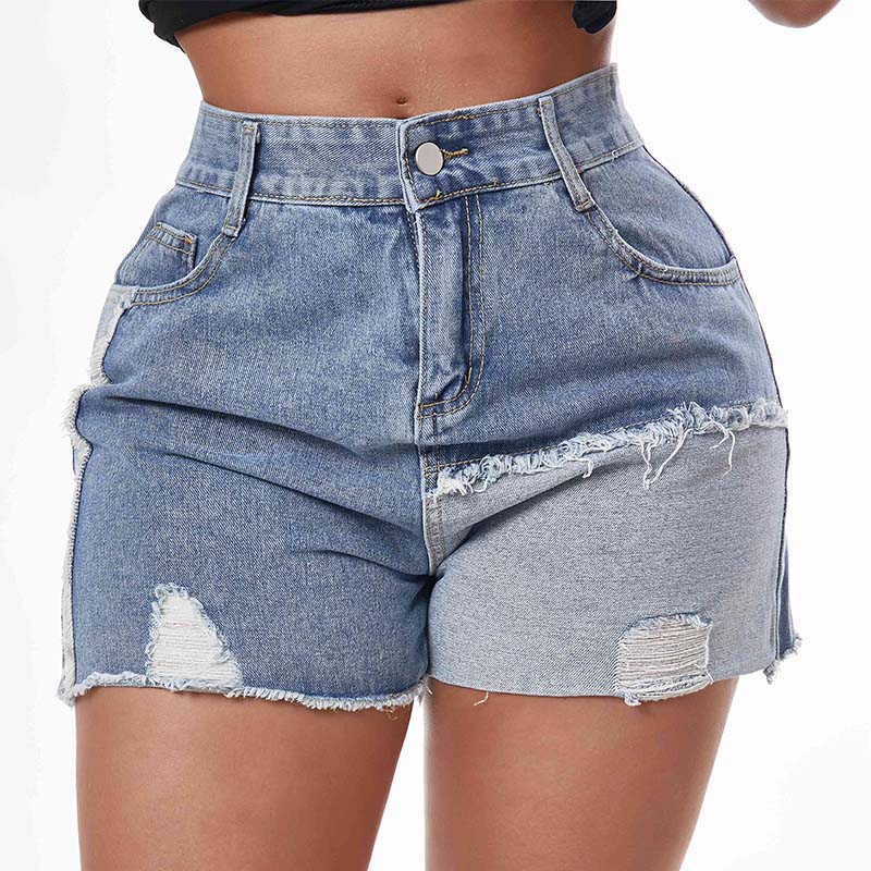 

Lovely Trendy Broken Holes Blue Shorts