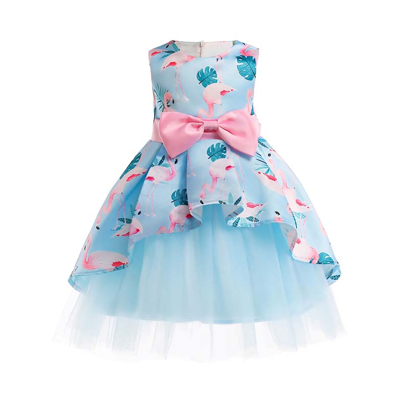 

Lovely Trendy Bow-Tie Powderblue Girl Knee Length Dress