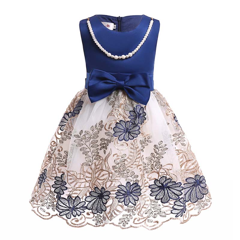 

Lovely Stylish Embroidered Design Deep Blue Girl Knee Length Dress