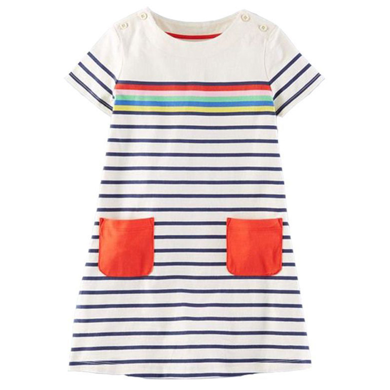 

Lovely Sweet Striped Multicolor Girl Knee Length Dress, Multicolor mstn