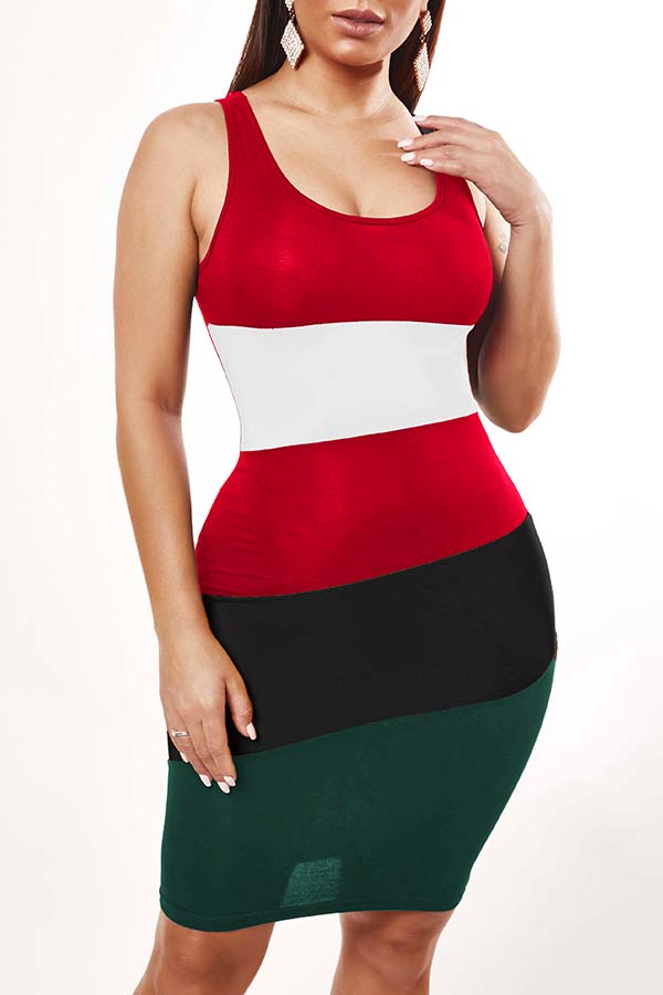 

Lovely Leisure Striped Blackish Green Knee Length Dress, Black green